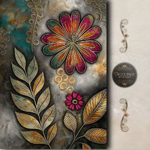 Retro Boho Floral Decoupage Tissue Paper