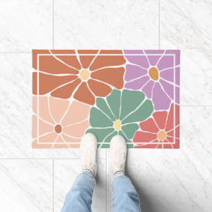 Retro Boho Floral Doormat