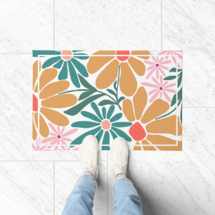 Retro Boho Floral Doormat
