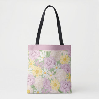 Retro Boho Floral Garden Large Desk Mat Tote Bag