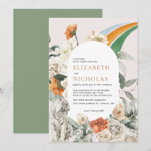 Retro Boho Floral Greenery Botanical Wedding Invitation