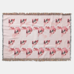 Retro Boho Floral I Heart Name calligraphy text  Throw Blanket