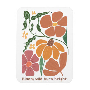 Retro Boho Floral Inspiration Quote Magnet