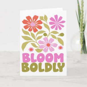 Retro Boho Floral Inspirational Quote Blank Inside Card
