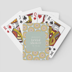 Retro Boho Floral Pastel Custom Bridal Shower  Playing Cards