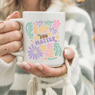 Retro Boho Floral You Matter Mental Health Coffee Mug