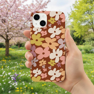 Retro Boho Flower Power Pattern iPhone 14 Case