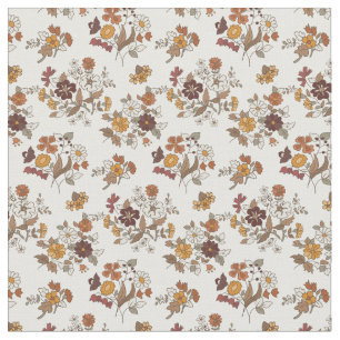 Retro Boho Flowers Mediterranean Pattern Fabric