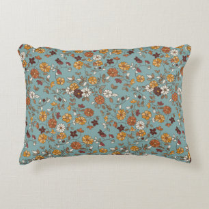 Retro Boho Flowers Pattern  Accent Pillow