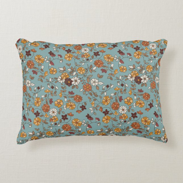 Retro Boho Flowers Pattern  Accent Pillow (Front)