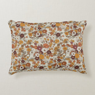 Retro Boho Flowers Pattern  Accent Pillow