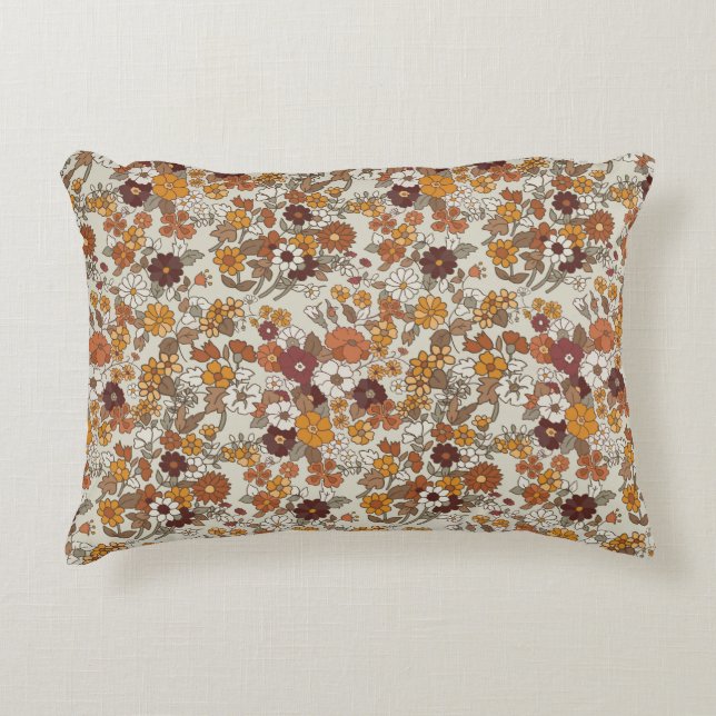 Retro Boho Flowers Pattern  Accent Pillow (Front)