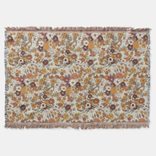 Retro Boho Flowers Pattern  Throw Blanket
