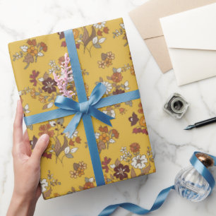 Retro Boho Flowers Pattern  Wrapping Paper