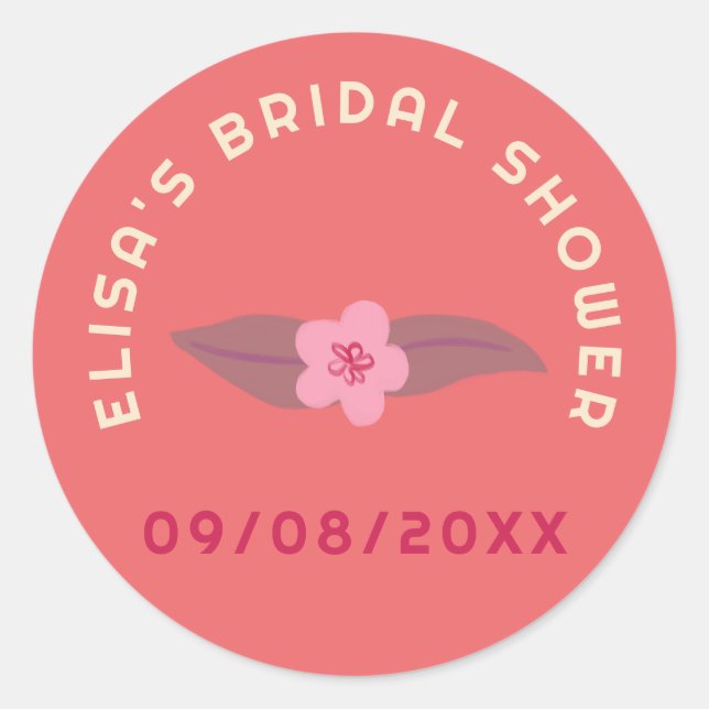 Retro Boho Fun Floral CUSTOM Bridal Shower  Classic Round Sticker (Front)