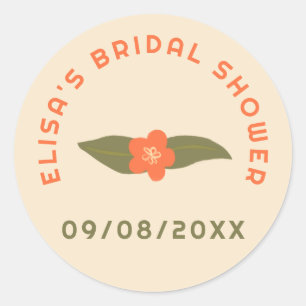 Retro Boho Fun Floral CUSTOM Bridal Shower  Classic Round Sticker