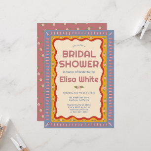 Retro Boho Fun Handmade CUSTOM Bridal Shower Invitation
