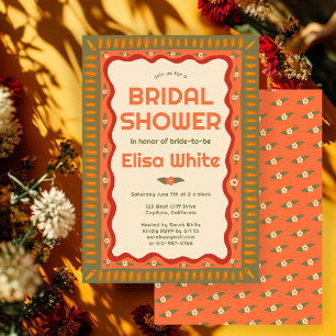 Retro Boho Fun Handmade CUSTOM Bridal Shower  Invitation