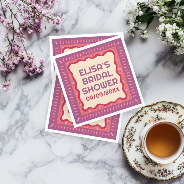 Retro Boho Fun Handmade CUSTOM Bridal Shower  Napkin (Retro Boho Fun Handmade CUSTOM Bridal Shower Napkins
)