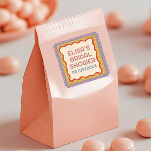 Retro Boho Fun Handmade CUSTOM Bridal Shower  Square Sticker