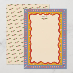 Retro Boho Fun Handmade CUSTOM Bridal Shower  Thank You Card