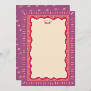 Retro Boho Fun Handmade CUSTOM Bridal Shower  Thank You Card