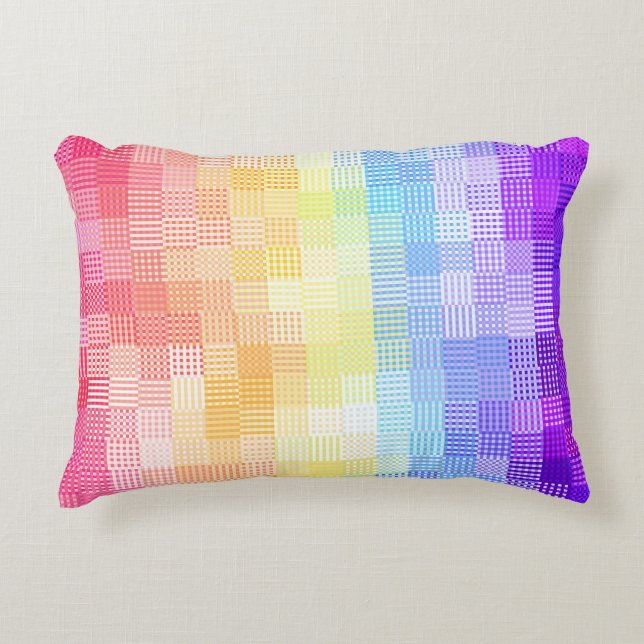 Retro Boho Funky Quirky Xenogender Plaid Pride Accent Pillow (Front)