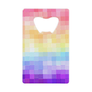 Retro Boho Funky Quirky Xenogender Plaid Pride Credit Card Bottle Opener