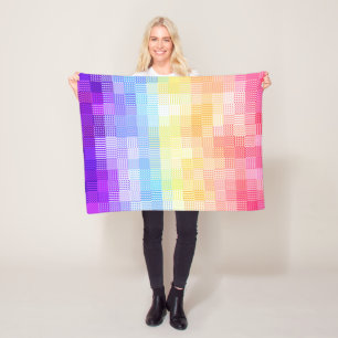 Retro Boho Funky Quirky Xenogender Plaid Pride Fleece Blanket