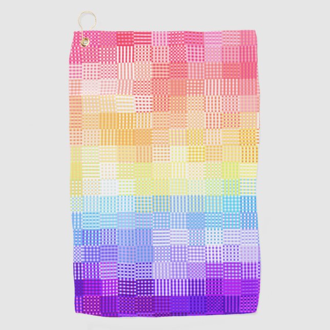 Retro Boho Funky Quirky Xenogender Plaid Pride Golf Towel (Front)