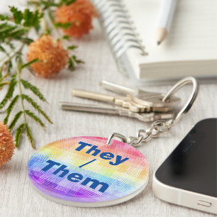 Retro Boho Funky Quirky Xenogender Plaid Pride Keychain