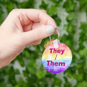 Retro Boho Funky Quirky Xenogender Plaid Pride Keychain