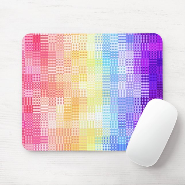 Retro Boho Funky Quirky Xenogender Plaid Pride Mouse Pad (With Mouse)