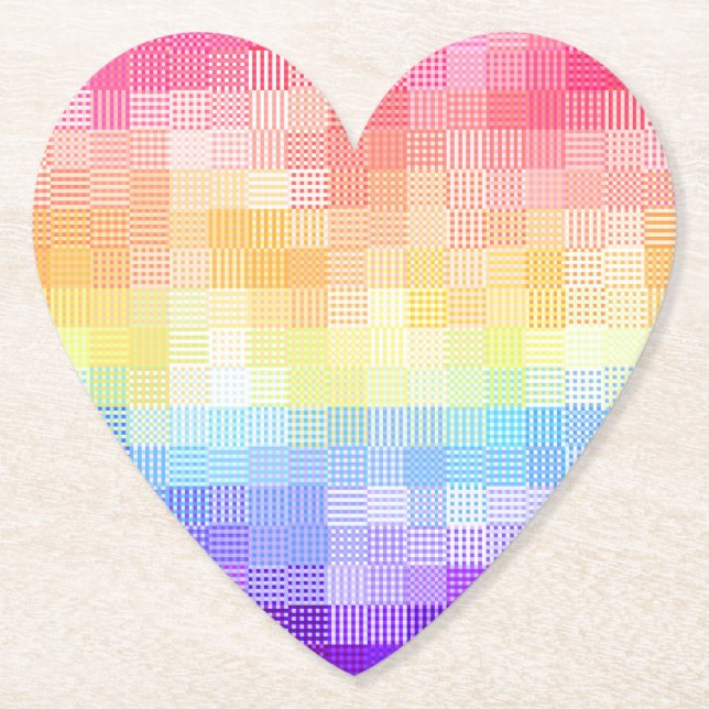 Retro Boho Funky Quirky Xenogender Plaid Pride Paper Coaster (Front)