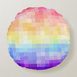 Retro Boho Funky Quirky Xenogender Plaid Pride Round Pillow
