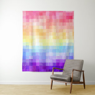 Retro Boho Funky Quirky Xenogender Plaid Pride Tapestry
