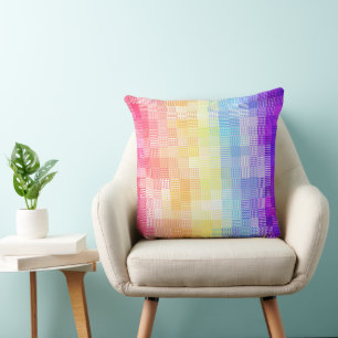 Retro Boho Funky Quirky Xenogender Plaid Pride Throw Pillow
