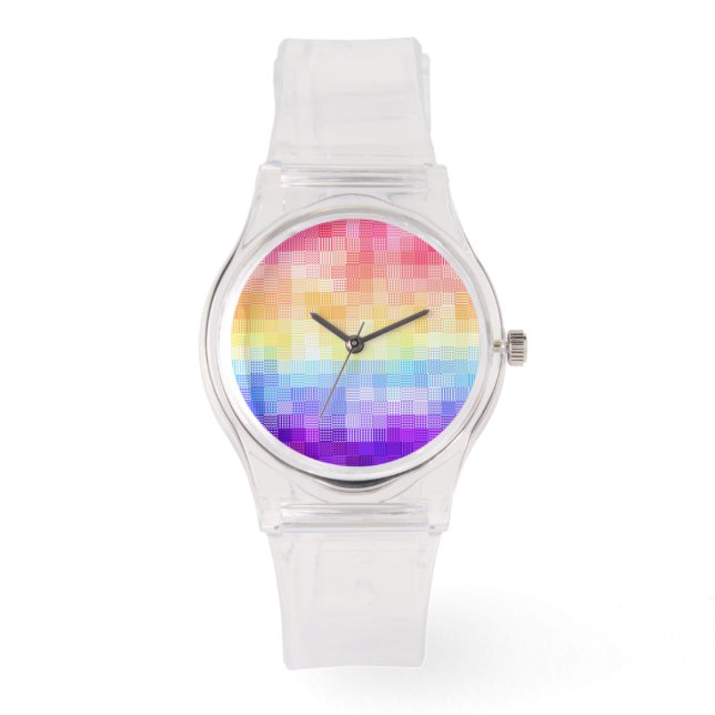 Retro Boho Funky Quirky Xenogender Plaid Pride Watch (Front)