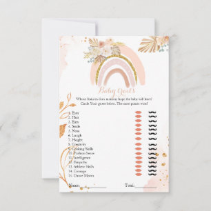 Retro Boho Grass baby trait baby shower game Card