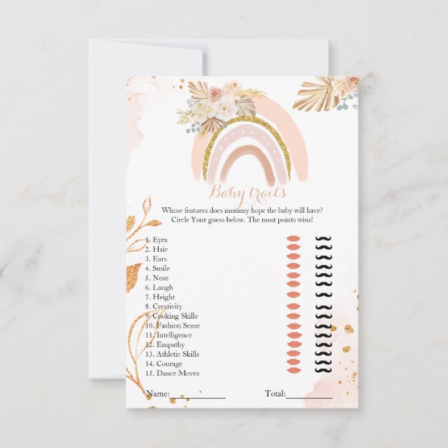 Retro Boho Grass bébé trait baby shower carte (Devant)