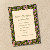 Retro Boho Green Cute Floral Simple 50th Birthday