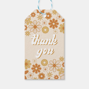 Retro Boho Groovy One Hippie Thank You Gift Tags
