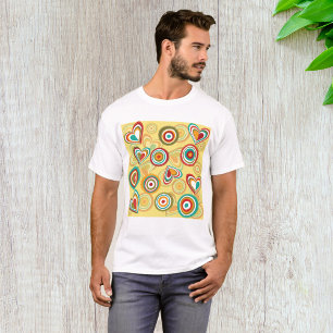 Retro Boho Hearts and Circles 70s Groovy Pattern  T-Shirt