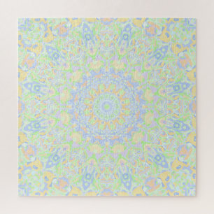 Retro Boho Hippie Vintage Trippy Pastel Mandala   Jigsaw Puzzle