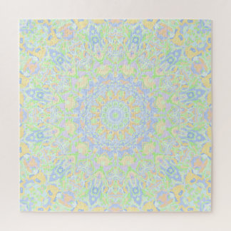 Retro Boho Hippie Vintage Trippy Pastel Mandala Jigsaw Puzzle