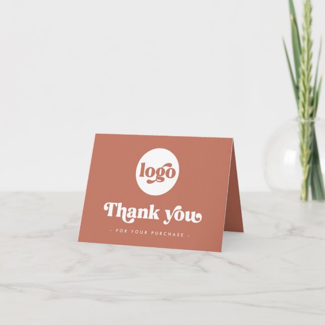Retro boho logo terracotta elegant thank you card (Front)