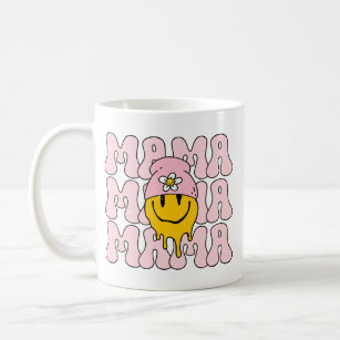 Retro Boho Mama, Cute Smile Happy Face Coffee Mug