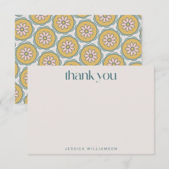 Retro Boho Mandala Floral Pastel Bridal Shower  Thank You Card (Front/Back)