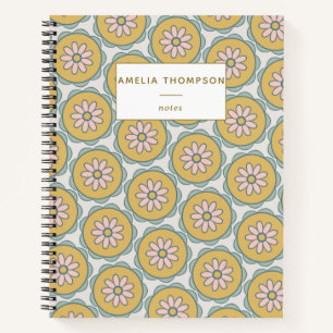 Retro Boho Mandala Flower Pattern Personalized Notebook