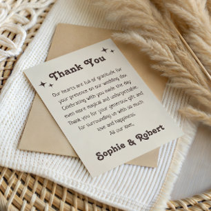 Retro Boho Minimalist Wedding Thank You Card